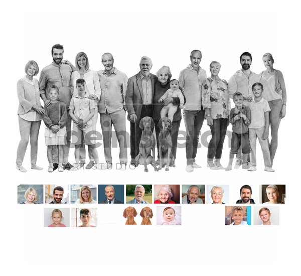 Bleistift Portrait - ganzer Körper - Mensch (mit umarmen)