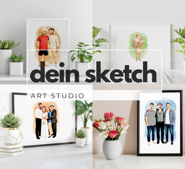 Wasserfarbenstil Portrait - ganzer Körper - Mensch (mit umarmen)