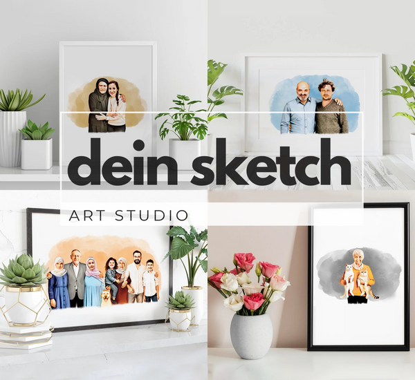 Wasserfarbenstil Portrait - halber Körper/Brust- Mensch (mit umarmen)