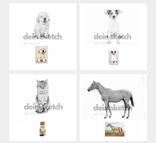 Bleistift Portrait - ganzer Körper - Tier