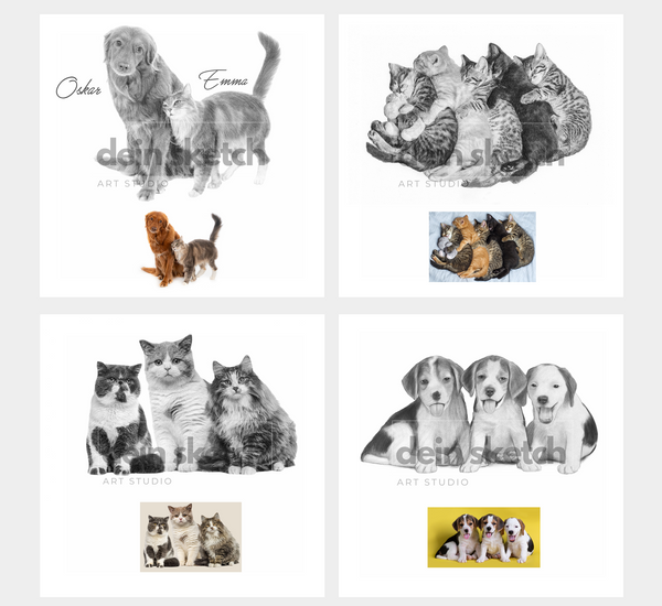 Bleistift Portrait - ganzer Körper - Tier