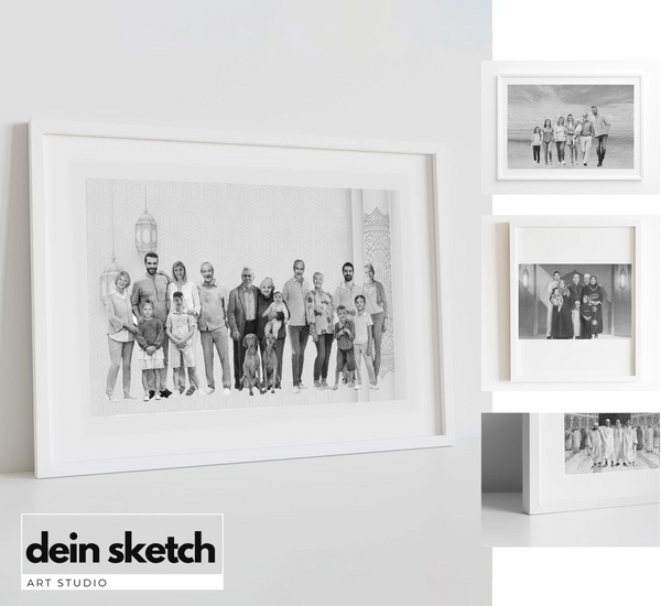 Bleistift Portrait - ganzer Körper - Mensch (mit umarmen)