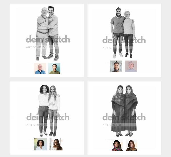 Bleistift Portrait - ganzer Körper - Mensch (mit umarmen)