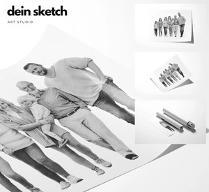 Bleistift Portrait - ganzer Körper - Mensch (mit umarmen)