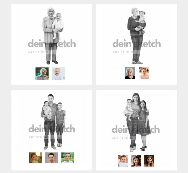 Bleistift Portrait - ganzer Körper - Mensch (mit umarmen)