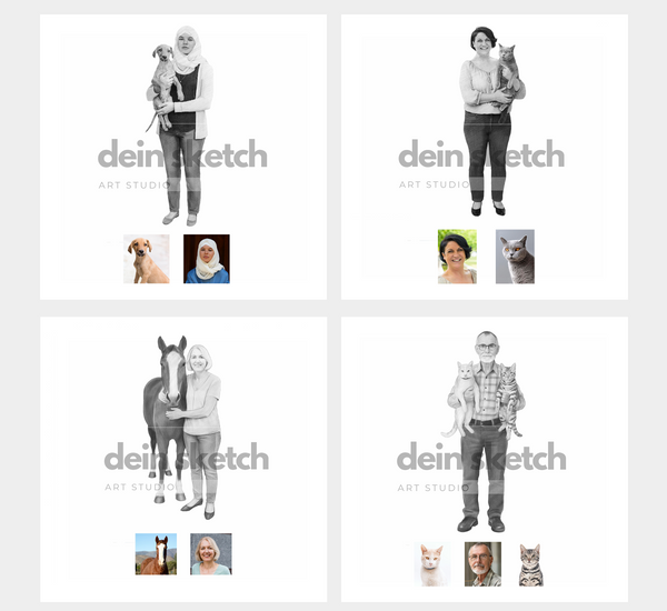 Bleistift Portrait - ganzer Körper - Mensch (mit umarmen)