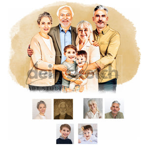 Wasserfarbenstil Portrait - halber Körper/Brust- Mensch (mit umarmen)