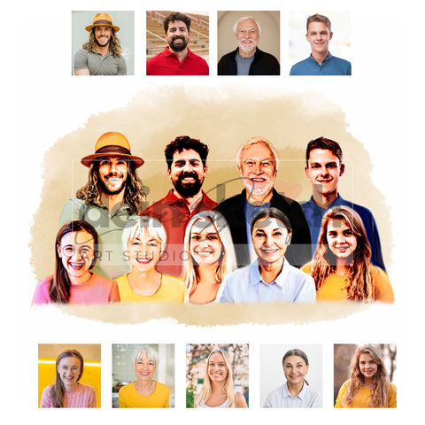 Wasserfarbenstil Portrait -Kopf bis Schulter - Mensch (ohne umarmen)