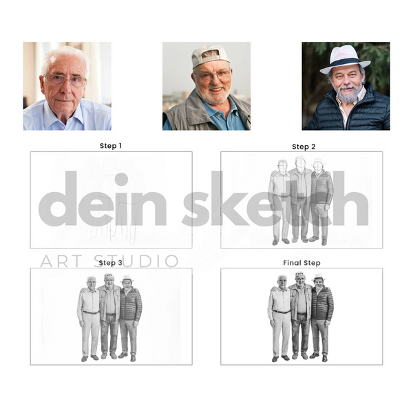 Bleistift Portrait - ganzer Körper - Mensch (mit umarmen)