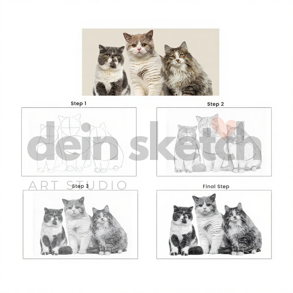 Bleistift Portrait - Schulter bis halber Körper - Tier