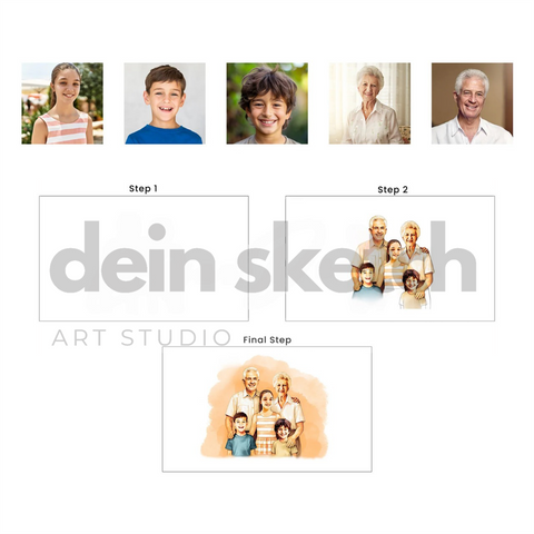 Wasserfarbenstil Portrait - halber Körper/Brust- Mensch (mit umarmen)