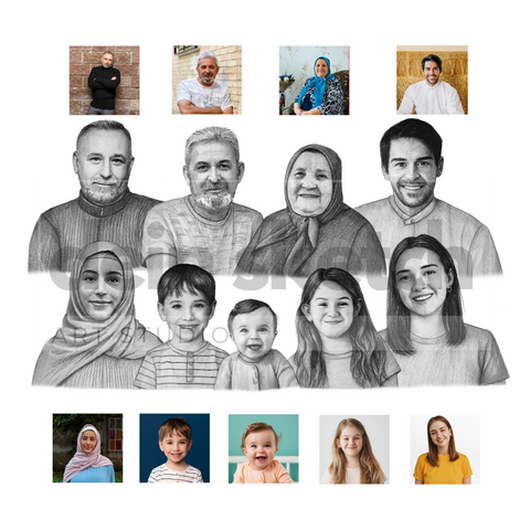 Bleistift Portrait - Kopf bis Schulter - Mensch (ohne umarmen)