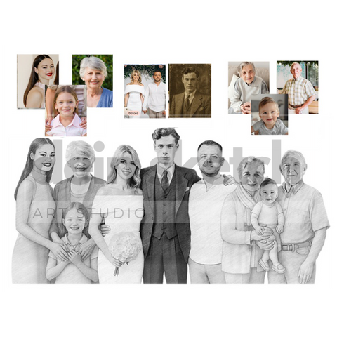 Bleistift Portrait -halber Körper/Brust - Mensch (mit umarmen)