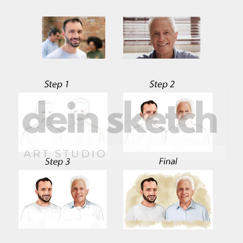 Wasserfarbenstil Portrait -Kopf bis Schulter - Mensch (ohne umarmen)